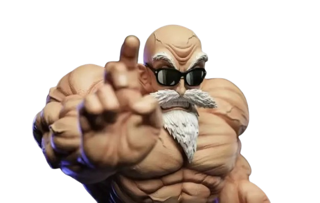 Master Roshi figure from Dragon Ball Z with sunglasses and muscular physique