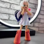 Boa Hancock Angel Wing Statue One Piece - white hair, green eyes, light purple dress, orange shoes, dark wings, shocked hands-on-cheeks pose.