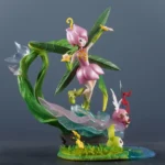 Digimon Lilimon Statue: Pink floral dress, green vines & dynamic pose with mini-Digimon on base. Collectible figure.