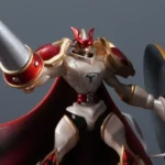 Digimon Omnimon & Gallantmon Statue: White Armor, Red Accents, Sword & Shield | Dynamic Battle Stance | Intricate Details