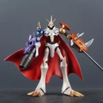 Digimon Omnimon & Gallantmon Statue: Armored Omnimon wields sword and gun, red cape, heroic dark backdrop