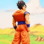 Dragon Ball - Gohan Mode determined back pose, muscular build, orange pants, blue wristbands, vibrant colors, anime collectible figure