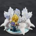 Dragon Ball Mini Ghost Gotenks Statue, featuring golden hair, purple outfit, ghostly wings, circular base, and detailed sculpting.