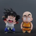 Dragon Ball Statue - Kid Goku & Adorkable Krillin in White Shirt & Blue Pants, PVC Anime Figure with Spiky Hair & Dynamic Pose