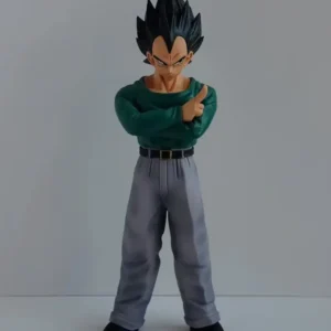 DBZ-Vegeta-Casual-Wear Anime Figure - Crossed Arms Pose with Spiky Hair & Vibrant Green Shirt Collectible