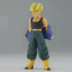 Dragon Ball - Yellow Hair Trunks Figure dynamic pose, muscular, black tank top, green pants, yellow boots, belt, vibrant collectible