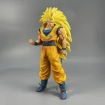 Dragon Ball Z Goku Statue - SSJ3 Goku Yellow Battle Suit Figure with dynamic pose, spiky yellow hair, blue wristbands, boots, and fierce expression.