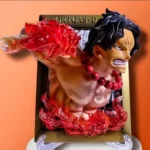 OnePiece-Ace PhotoFrame/FridgeMagnet Collectible - Fiery Anime Figurine with Flames, Beads & Display Stand