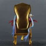 Piemon Statue Golden Chair with Blue Ribbons – Anime-Inspired Ornate Throne for One Piece Fans & Collector Décor