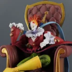 Piemon Statue with Red-Orange Hair & Ruffled Costume on Ornate Gold Chair – One Piece Anime Collectible Figure