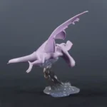 Vibrant Purple Pokémon Aerodactyl Statue in Dynamic Pose - Detailed Collectible Figure with Spread Wings & Translucent Base