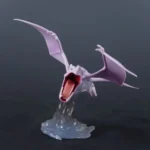 Vibrant Purple Pokémon Aerodactyl Statue in Dynamic Pose with Spread Wings - Official Collectible Figure & Translucent Base